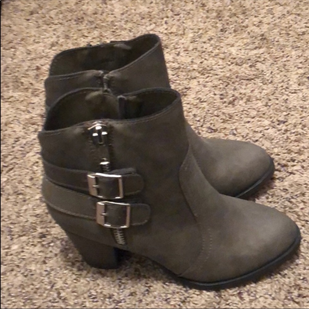 Gray ankle boots